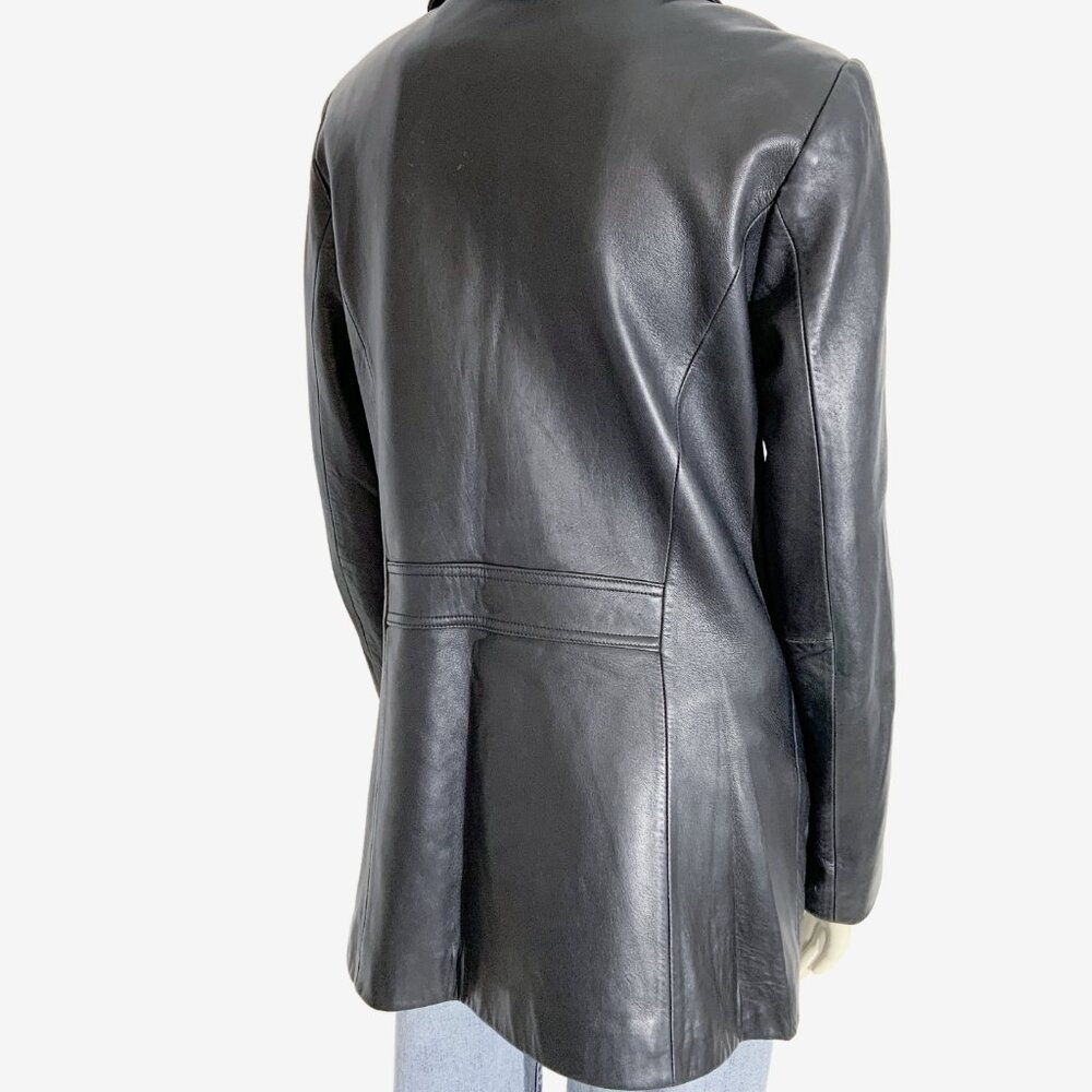 Vintage Black Leather Blazer Coat by DANIER / Made in Canada / size Small - Picture 7 of 11